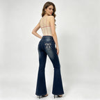 Damen Bootcut Jeans mit dekorativen Stickereien R&B
