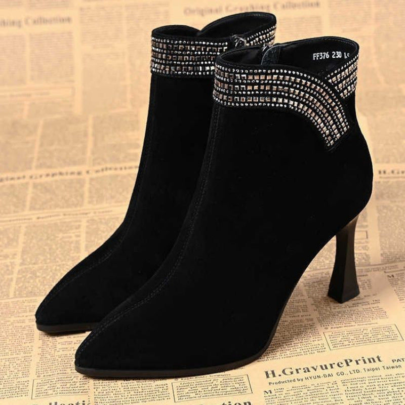 Damen Elegante Ankle Boots mit funkelndem Dekor R&B