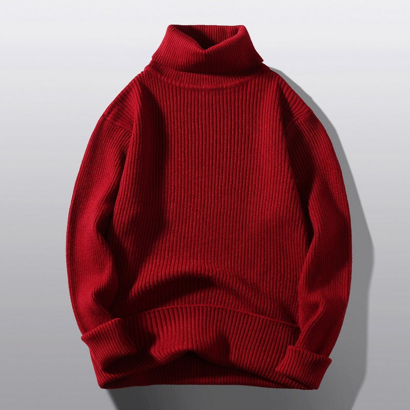 Herren bequemer Rollkragenpullover aus strukturiertem Strick R&B