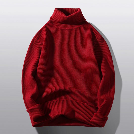 Herren bequemer Rollkragenpullover aus strukturiertem Strick R&B
