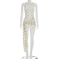 Damen Figurschmeichelndes Minikleid mit asymmetrischem Schnitt und Punkten R&B