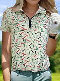 Damen Golfpolo mit modernem Reißverschluss und lR&Bhaftem Design R&B
