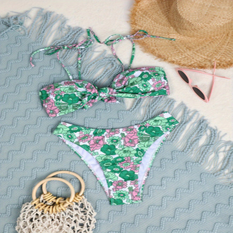 Damen Push-Up Bikini mit verspieltem Blumendesign R&B