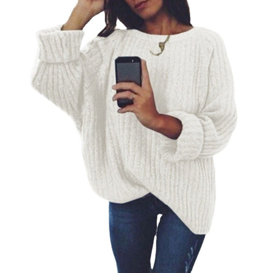 Damen Oversized Strickpullover mit sanfter Rippstruktur und weitem Schnitt R&B