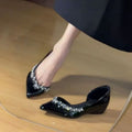 Damen spitze Wedge-Pumps mit kristallverziertem Riemen R&B