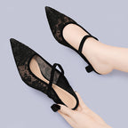 Damen Elegante Slingback-Pumps mit feinen Spitzen-Details und bequemer Absatzhöhe R&B