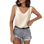 Damen Ärmelloses V-Ausschnitt Top Aus Hochwertigem Material Heidi-Mode