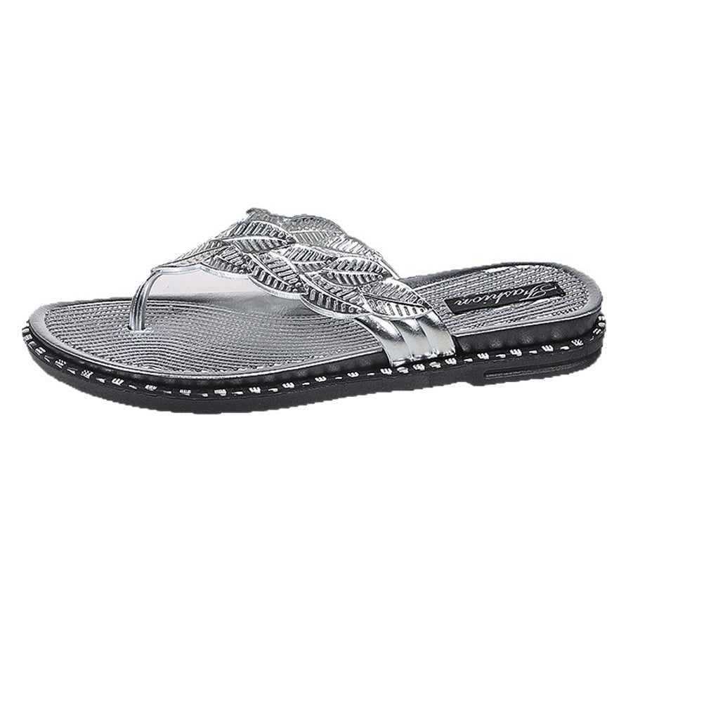 Damen Sandalen mit filigranem Blattdesign und rutschfester Sohle R&B