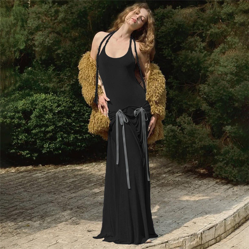 Damen Elegantes Maxikleid mit raffinierten Rüschendetails und schmalem Rücken R&B