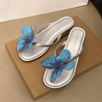 Damen Elegante Flip-Flops mit dekorativen Schmetterlingsapplikationen EB