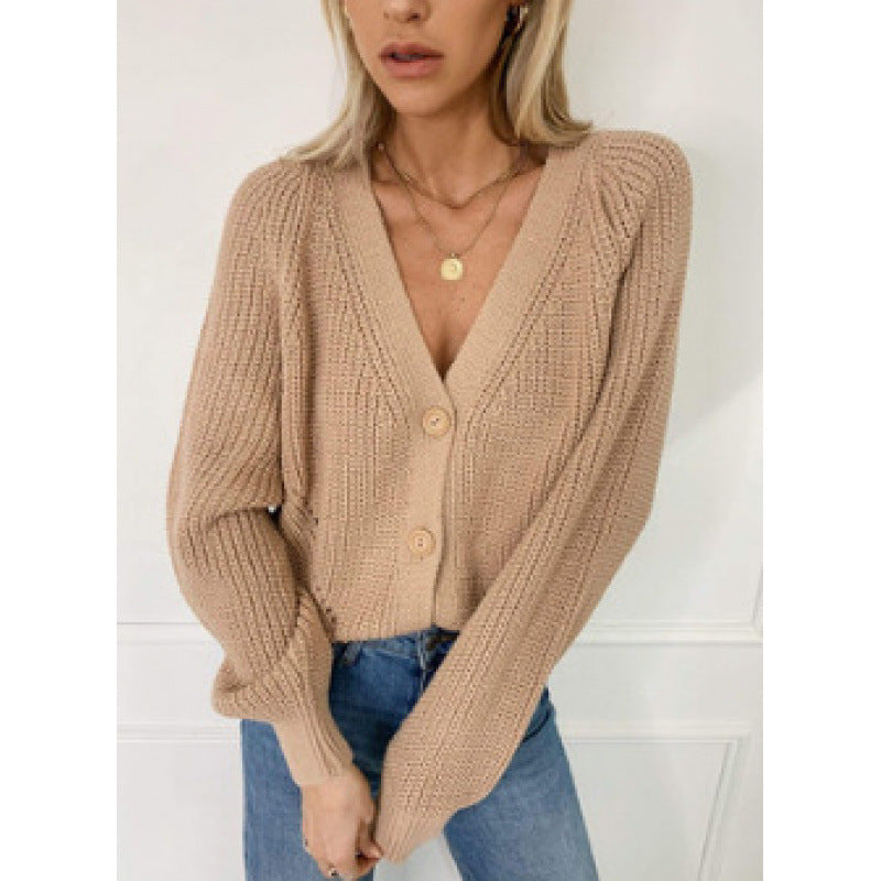 Damen Gestrickte Knopf-Cardigan R&B