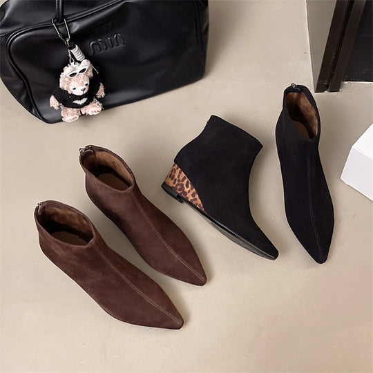 Damen Ankle Boots mit eleganter spitz zulaufender Form und tierischem Akzent R&B