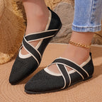 Damen Ballerinas mit modischer Kreuzband-Applikation und rutschfester Sohle R&B