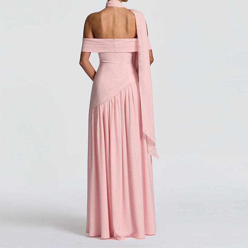 Damen Off-Shoulder Maxikleid mit hohem Schlitz R&B