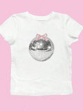 Damen T-Shirt mit funkelndem Discokugel-Motiv und zeitgemäßem Schleifendetail R&B