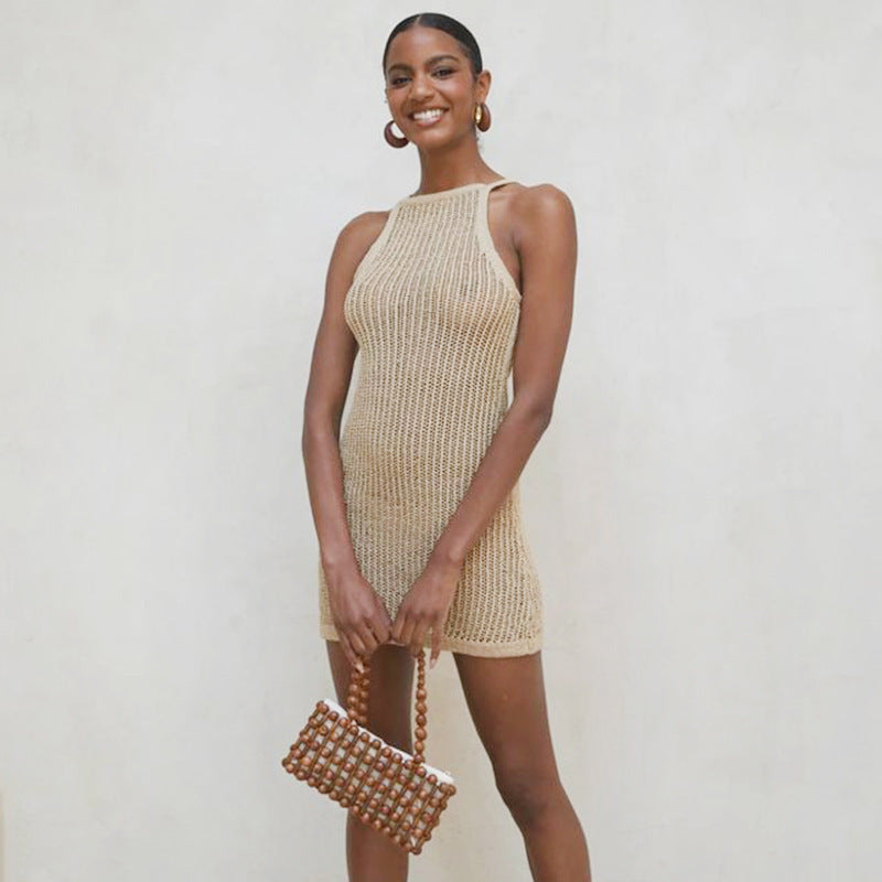 Damen lässiges Häkelkleid im minimalistischen Stil R&B