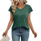 Damen V-Ausschnitt T-Shirt mit lockerer Passform und weichem Material