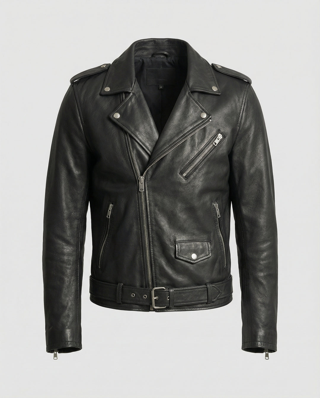 Herren Kunstleder Bikerjacke mit asymmetrischem Reißverschluss