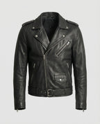 Herren Kunstleder Bikerjacke mit asymmetrischem Reißverschluss