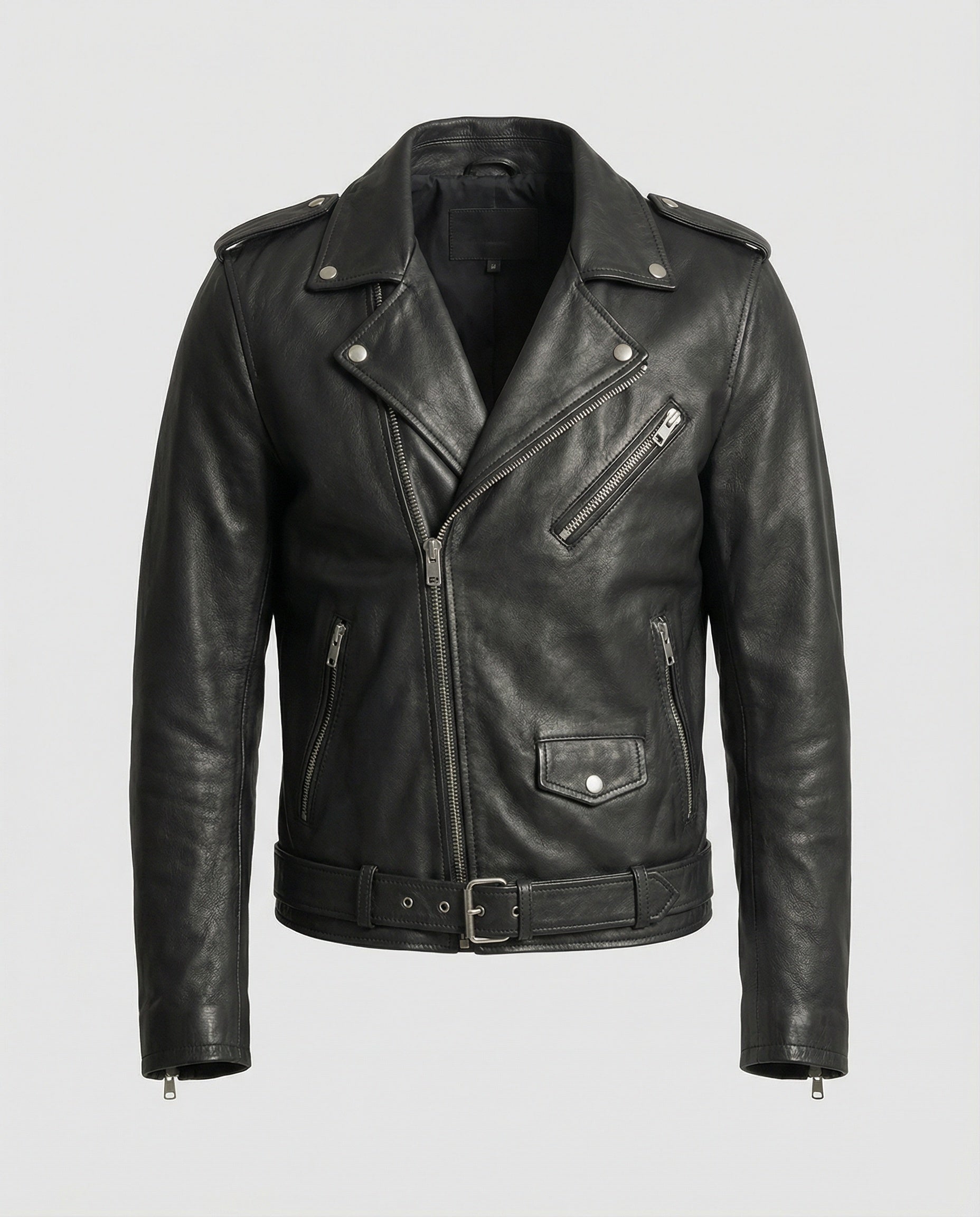 Herren Kunstleder Bikerjacke mit asymmetrischem Reißverschluss