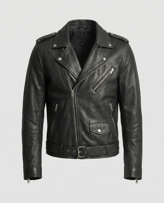 Herren Kunstleder Bikerjacke mit asymmetrischem Reißverschluss