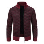 Herren Strickjacke mit modernem Zipper und hochwertigem Muster