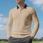 Herren Langarm Poloshirt mit raffiniertem Kragen und modischen Akzenten R&B