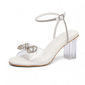 Damen glamouröse Sandalen mit glitzerndem Riemchen und transparentem Absatz R&B