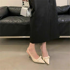Damen elegante Slingback Pumps mit zarter Schleifenverzierung R&B