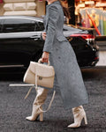 R&B | Langer Mantel - Taillierte Passform - Wollstruktur - Eleganter Kragen - Formeller Look