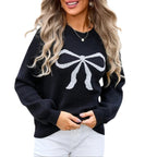 Damen Strickpullover mit charmantem Schleifenmotiv und modischen Details R&B