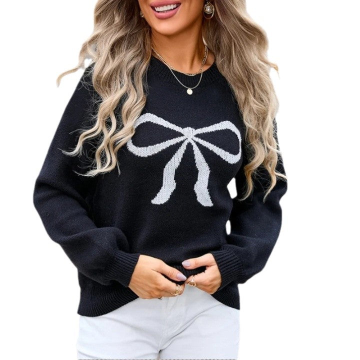 Damen Strickpullover mit charmantem Schleifenmotiv und modischen Details R&B