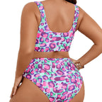 Damen Hoch geschnittenes Bikini-Set mit raffinierten Brustdetails R&B