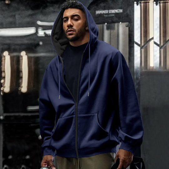 Herren Kapuzenjacke mit leichtem Reißverschluss und praktischen Taschen R&B