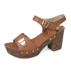 Damen Elegante Plateau-Sandaletten mit geschwungenem Riemendesign und modischen Nieten R&B