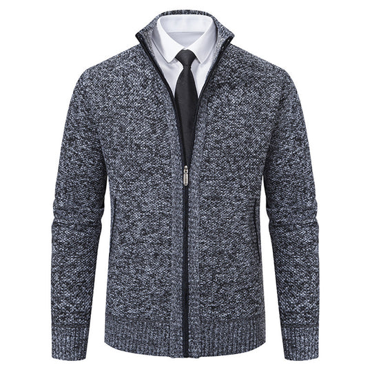Herren elegante Strickjacke mit durchgehendem Reißverschluss und strukturiertem Design R&B