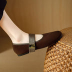 Damen Mary Jane Ballerinas mit modischem Riemchen und hochwertigem Veloursleder