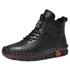 Herren nan knöchelhohe Freizeit-Lederimitat-Boots mit Klettverschluss gepolsterter Komfortinnensohle und profilierter Gummilaufsohle R&B