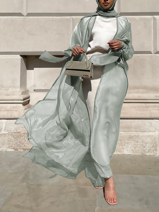 Damen Luftige Kimono-Jacke mit filigranem Design und weiten Ärmeln R&B