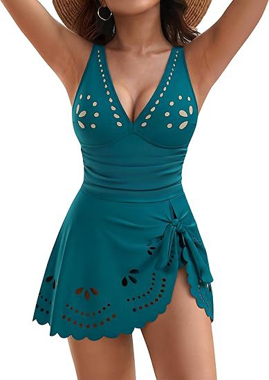 Damen Einteiler Badeanzug mit asymmetrischem Träger und elegantem Schnitt R&B