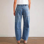 Damen Trendige Vintage Jeans im lässigen Boyfriend-Schnitt mit auffälligen Taschen R&B