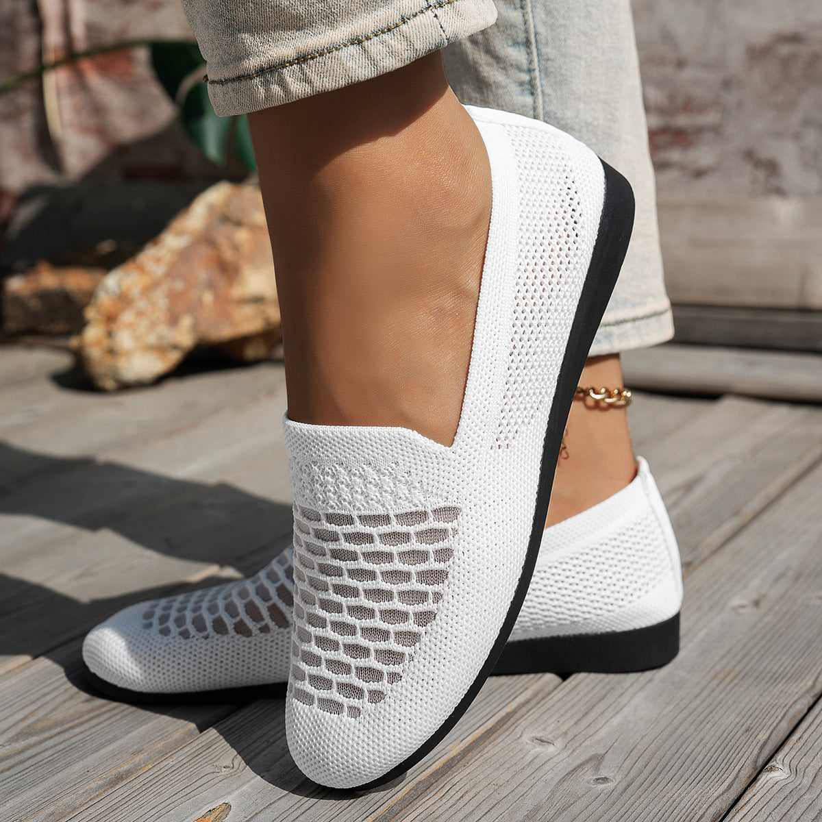 Damen komfortable Slipper mit innovativem Strickdesign R&B