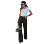 Damen Weit geschnittene Ripped Jeans mit hohem Bund und moderner Waschung R&B