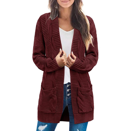 Damen Strickjacke Mit Tiefen Taschen und Strukturiertem Design R&B