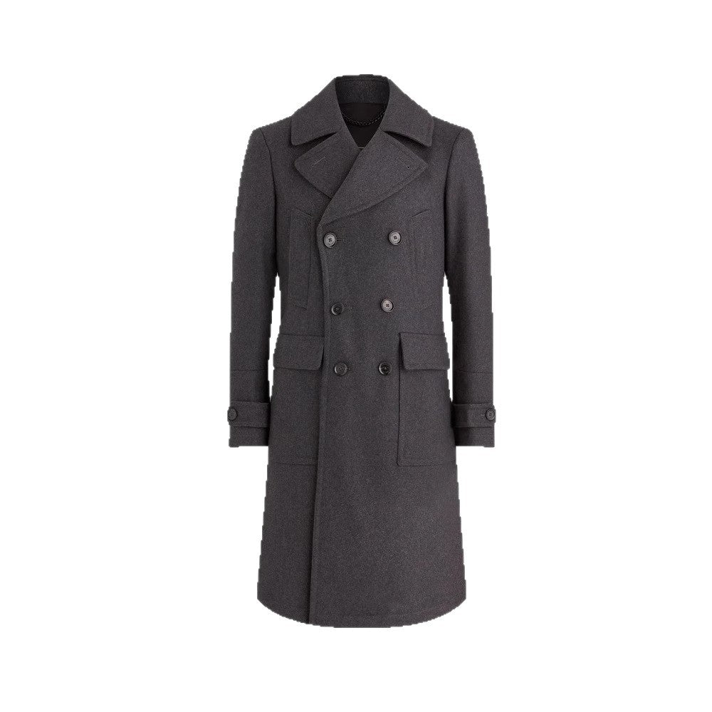 Herren eleganter Dufflecoat mit tiefem Revers und praktischen Taschen R&B