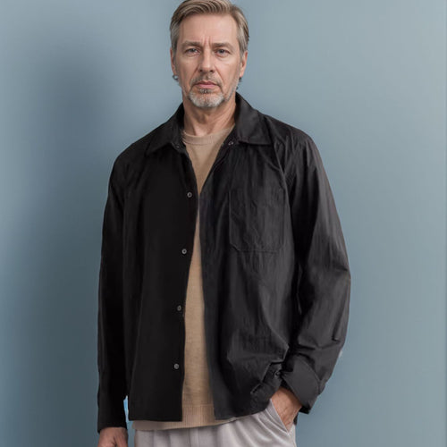 Damen modische Langarm-Hemdjacke mit Tasche R&B
