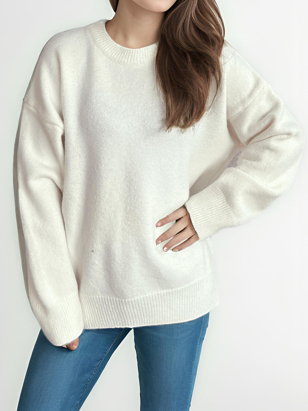 Damen lässiger Strickpullover mit weitem Schnitt und maximalem Komfort R&B