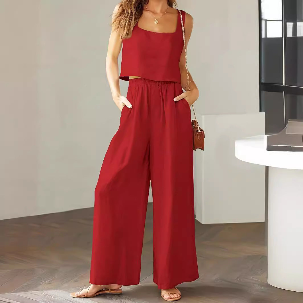 Damen Lässiger Jumpsuit mit weiten Beinen und praktischen Taschen R&B