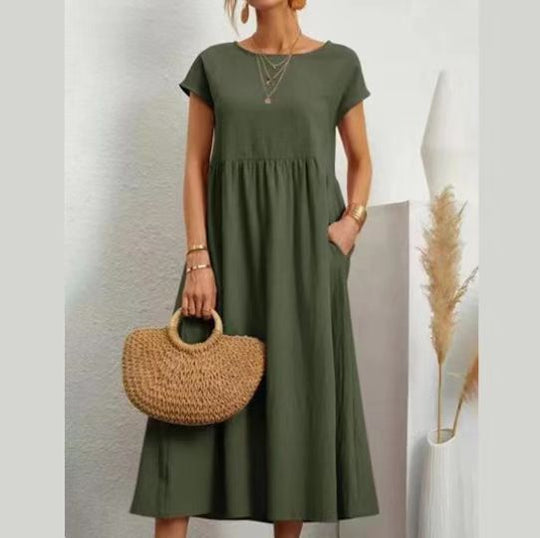 Damen lässiges Maxikleid mit praktischem Taschen und fließendem Schnitt R&B