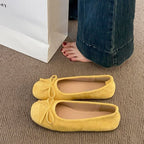 Damen flache Ballerinas mit glänzender Oberfläche und dekorativem Schleifenelement R&B